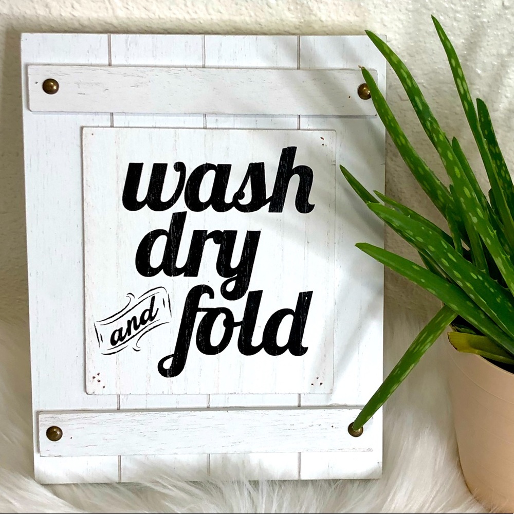 Laundry Room Wooden Wash dry and Fold sign Frame